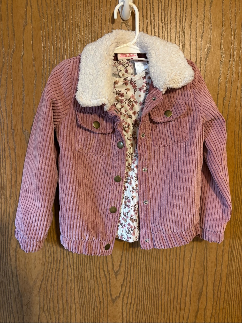 Little Lass Mauve Corduroy Jacket with Sherpa Collar